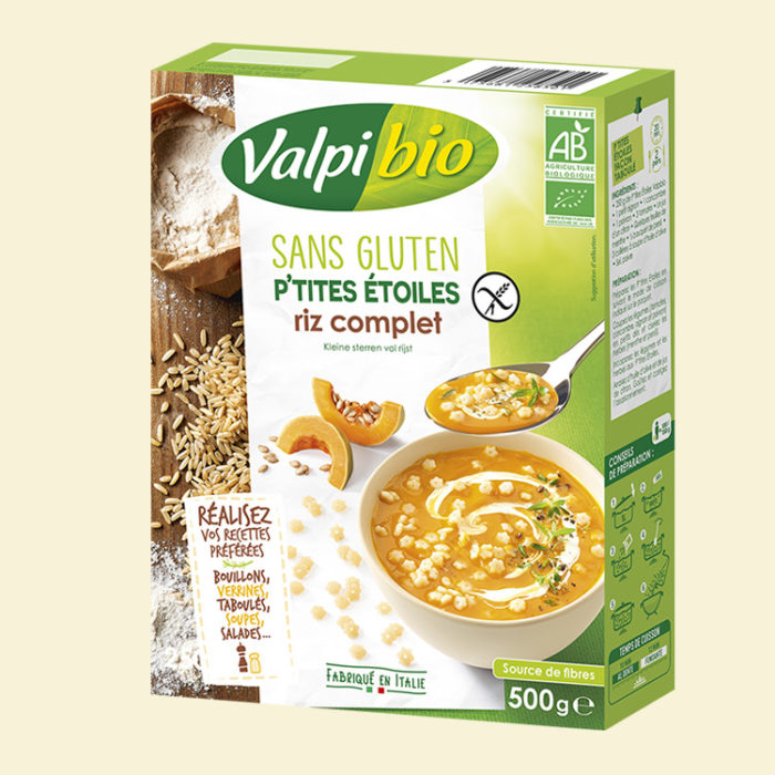 Pâtes sans gluten Valpibio: p'tites étoiles riz complet