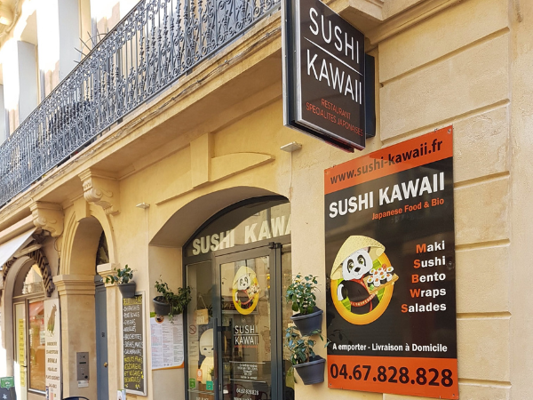 Devanture Sushi Kawaii Montpellier sans gluten vegan