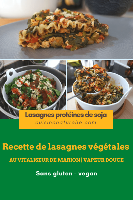 Affiche Pinterest recette lasagnes protéines de soja