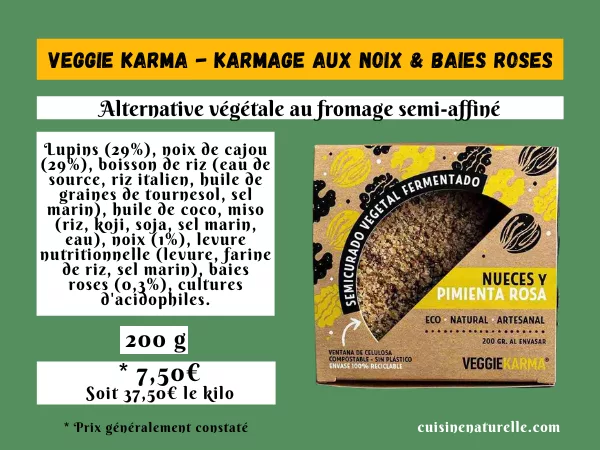 Veggie Karma karmage noix et poivre rose fromage vegan espagnol