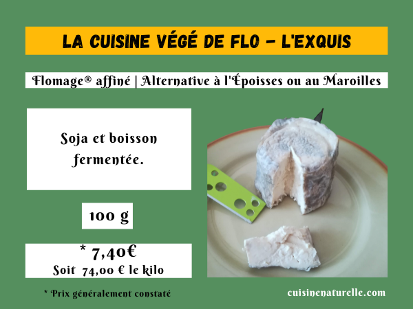 Infographie fromage affiné vegan au soja et boisson fermentée.