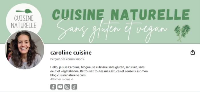 Bannière programme Amazon partenaire cuisine naturelle sans gluten ni lait