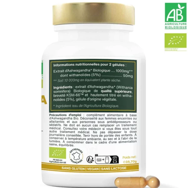 Ashwagandha bio gelules amoseeds ingrédients