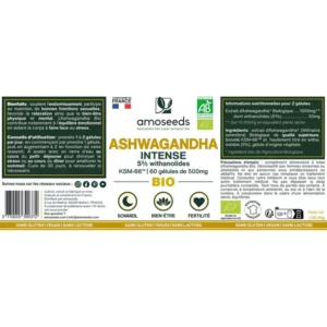 Ashwagandha intense bio gelules amoseeds étiquette produtis