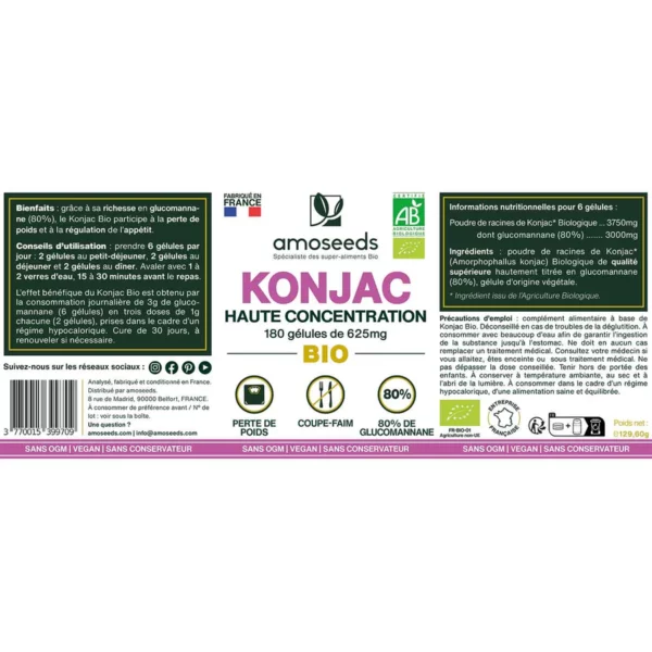 Gélules Konjac Bio Pack Minceur amoseeds superaliments bio