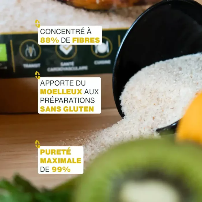 Psyllium blond bio en téguments Amoseeds composition