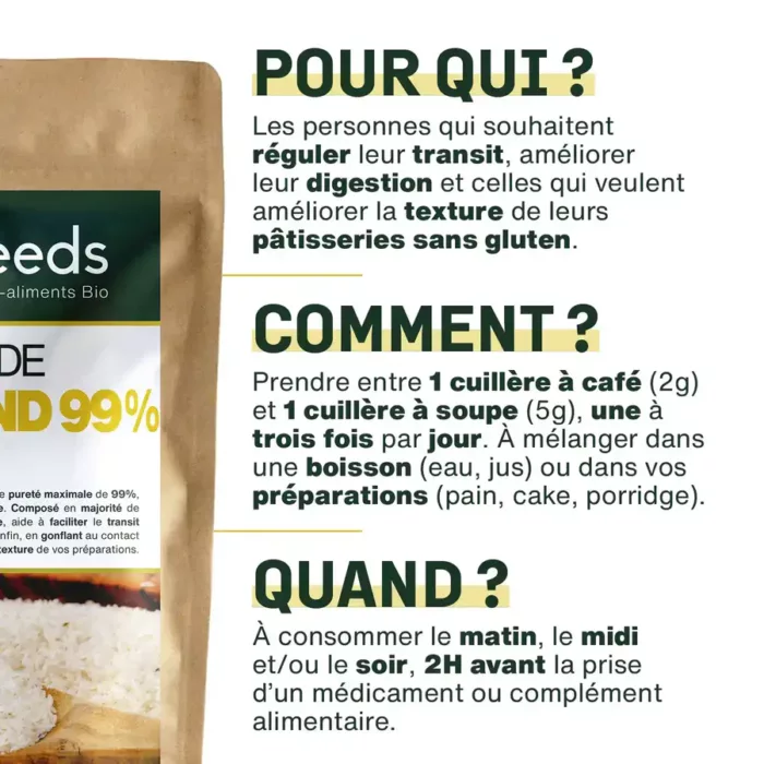 Psyllium blond bio en téguments Amoseeds posologie