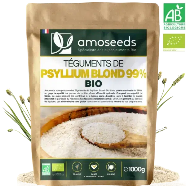 Psyllium blond en téguments bio 1 kg Amoseeds