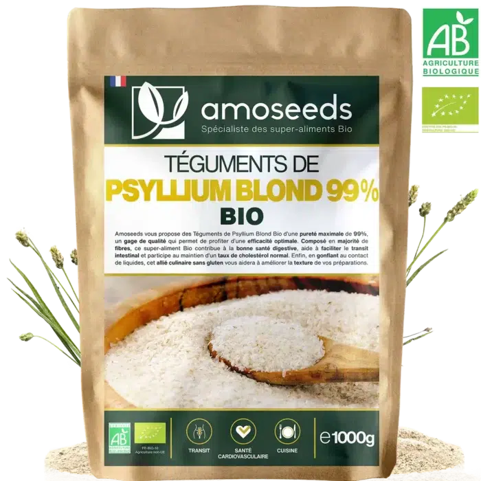Psyllium blond en téguments bio 1 kg Amoseeds