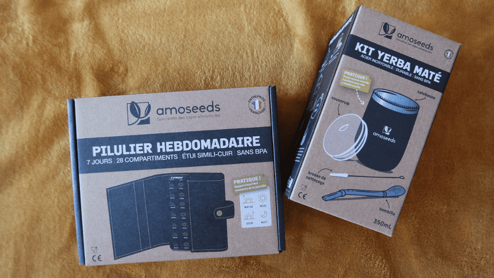 Accessoires amoseeds: pilulier hebdomadaire et kit yerba maté