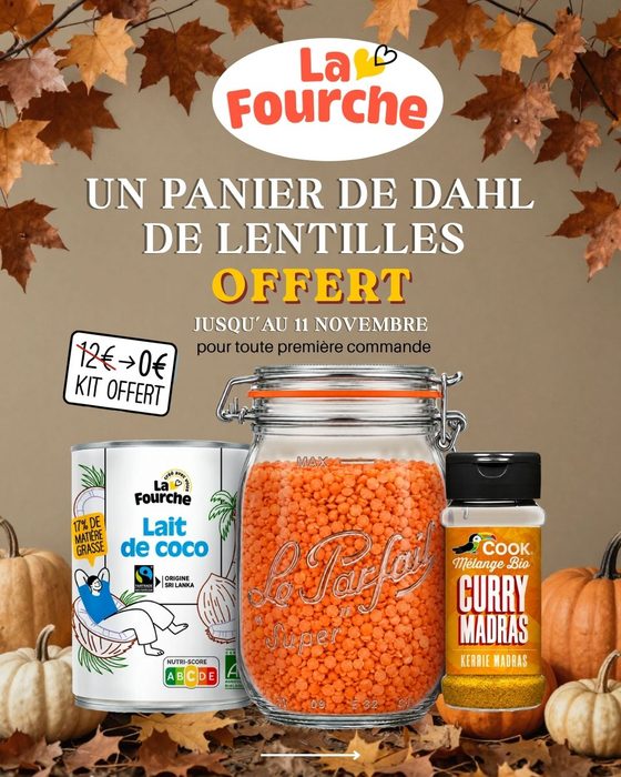 un panier de dahl de lentilles offert La Fourche