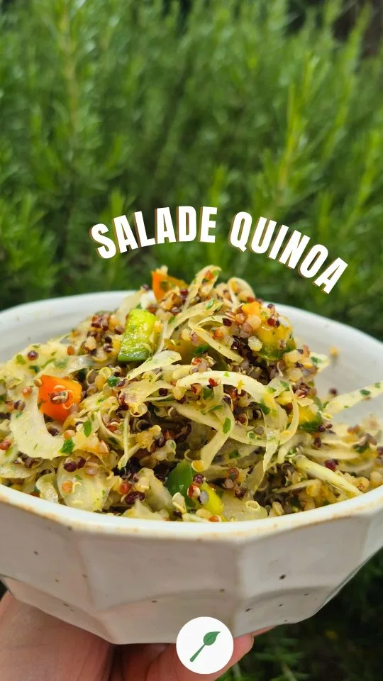 🌿 Salade de quinoa au fenouil & poivron 🌿
📍 Pensez à enregistrer 

Une salade fraîche, croquante et parfaite pour les repas du printemps ! 🌱

Ingrédients :
▪️250g de quinoa Natural Andes (dispo sur La Fourche)
▪️100g de poivron en petits dés
▪️200g de fenouil tranché à la mandoline (1mm pour un résultat ultra-fin)
▪️3 CS de tamari
▪️2 CS d'huile d'olive
▪️1/2 citron vert pressé 🍋
▪️Une généreuse poignée de persil frais

La préparation :
▪️Mélange tous les ingrédients, assaisonne avec le tamari, l'huile d'olive et le citron vert. Parsème de persil. Laisse reposer 10 minutes avant de servir. C'est tout ! 

🛒 Je commande mon quinoa de @natural_andes sur @lafourchebio
[Code CUISINENATURELLE pour économiser  20€ sur l'abonnement annuel]

🌾 Sans gluten • 🌿 Vegan • ⚡ Prêt en 15 min

#saladequinoa #recettevegan #cuisinesansgluten 

[salade de quinoa vegan, quinoa Natural Andes La Fourche, recette quinoa fenouil, salade sans gluten rapide, recette quinoa tamari]