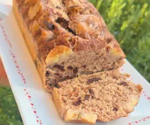 Banana bcake pépites chocolat coupé en deux