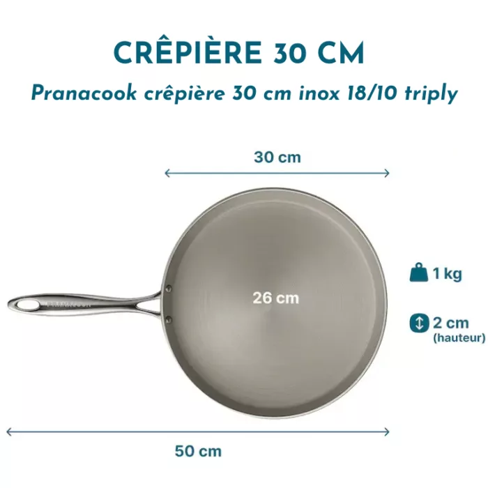 Pranacook crêpière 30 cm inox 18/10 triply