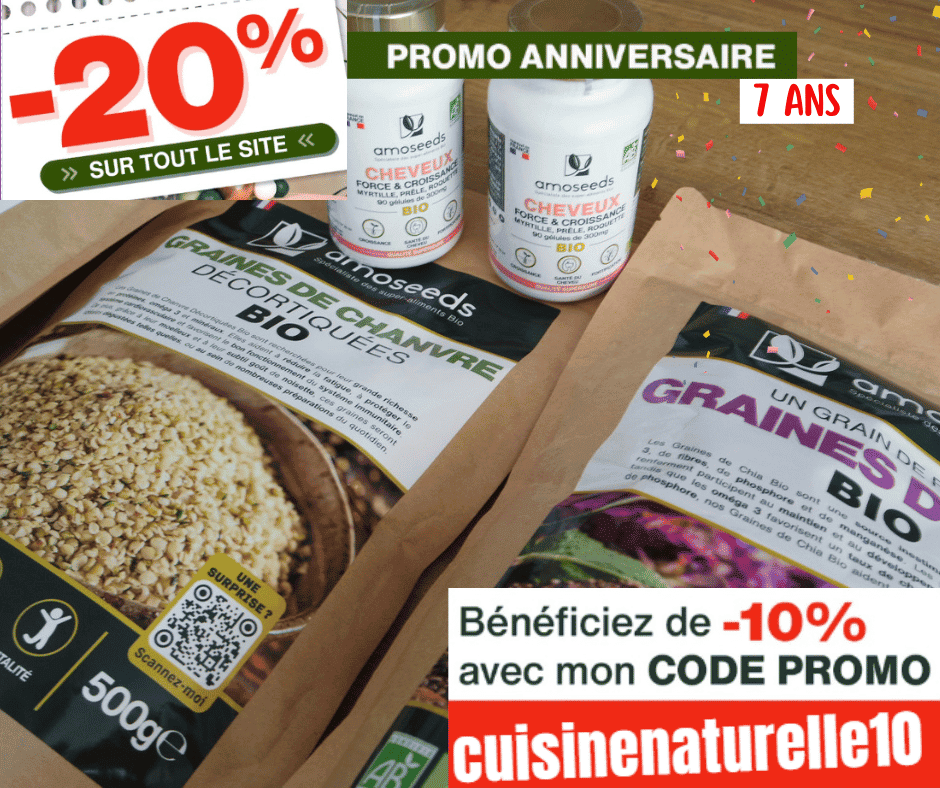Amoseeds Anniversaire 20% + code CUISINENATURELLE10 = 28% de réduction