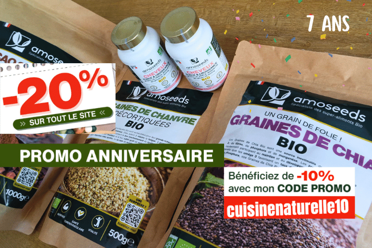 Amoseeds anniversaire promo 28 % code cuisinenaturelle10