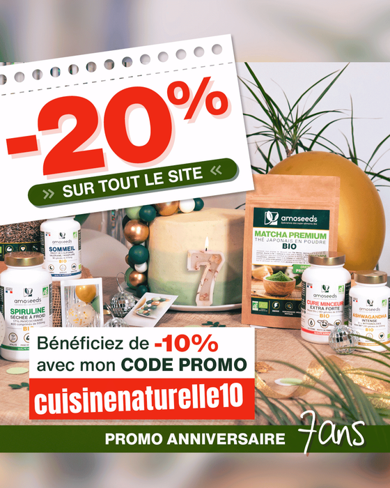 Anniversaire 7 ans Amoseeds code promo cuisinenaturelle10